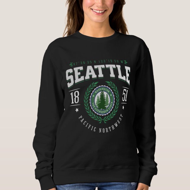 Camiseta Seattle Washington Evergreen Pine Tree Sunset WA S (Frente)