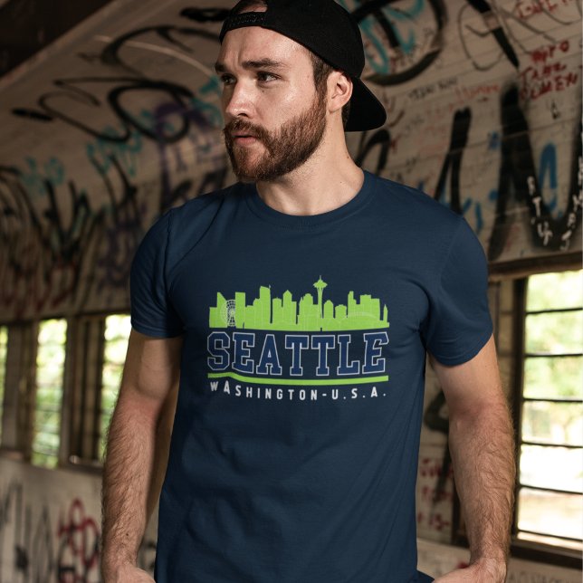 Camiseta Seattle Washington Skyline City (Criador carregado)