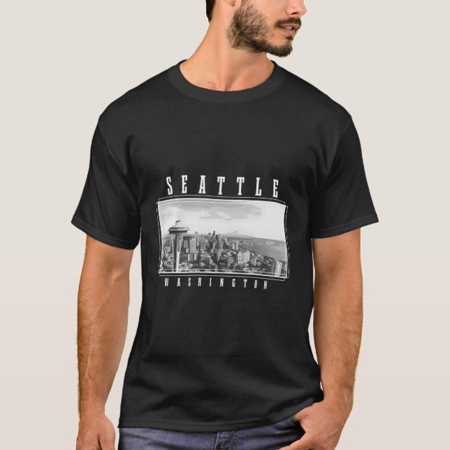 Camiseta Seattle Washington Skyline Pride Space Agulha (Frente)