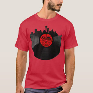 Camiseta Seattle Washington Vinyl Record Vintage Skyline De
