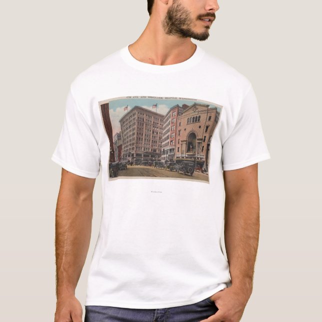 Camiseta Seattle, WAView da 4o avenida & Westlake (Frente)