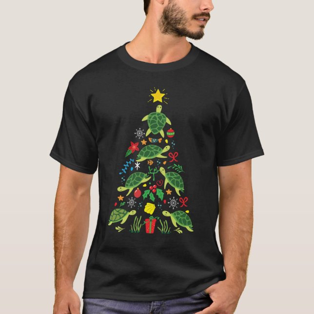 Camiseta Seaurtle Christmasree Ornament family (Frente)
