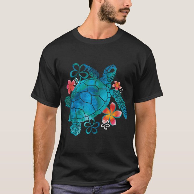 Camiseta Seaurtle with Flowers girl (Frente)