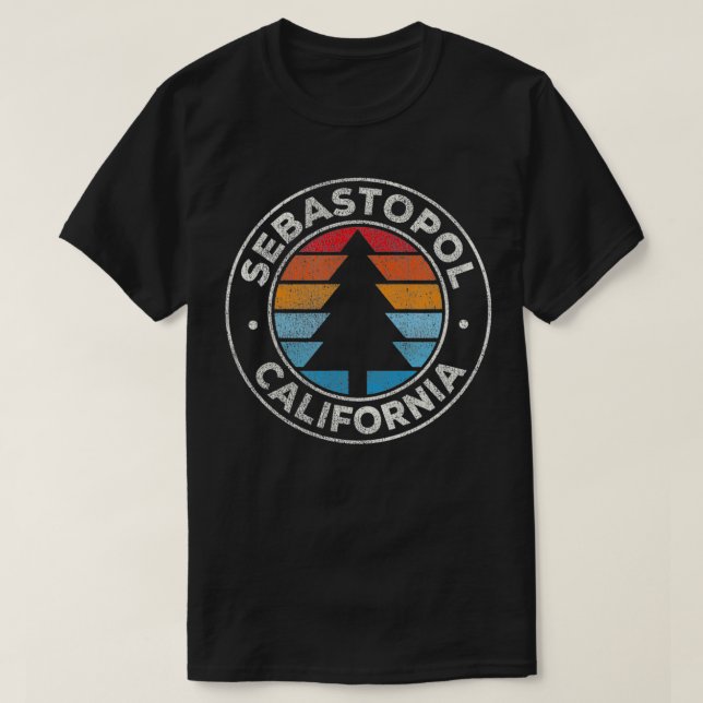 Camiseta Sebastopol California CA Vintage Retro 70s (Frente do Design)
