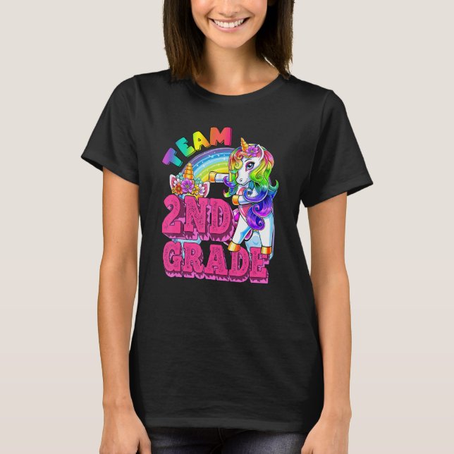 Camiseta Second Grade Dabbing Unicorn Teacher Team 2nd Grad (Frente)