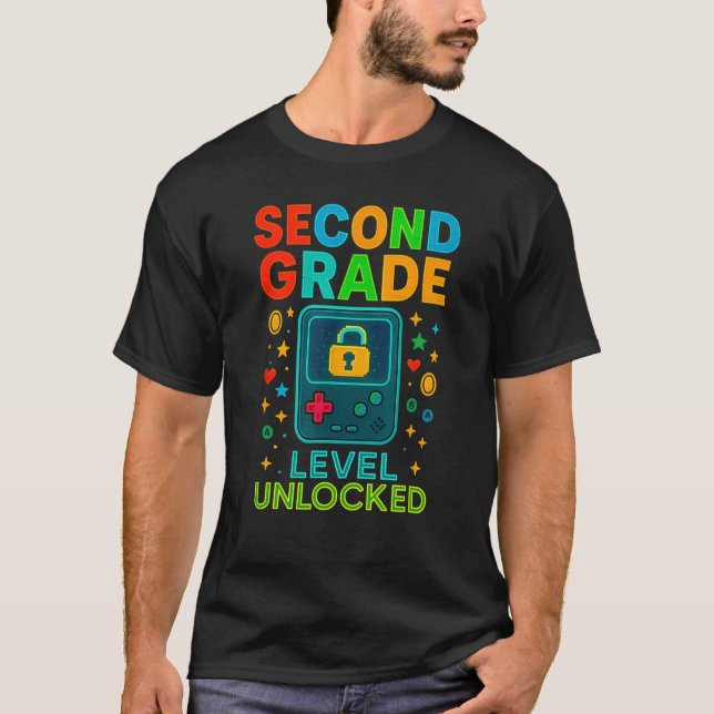 Camiseta Second Grade Level Unlocked Gamer Ck To School Con (Frente)
