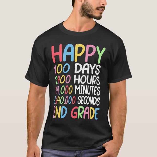Camiseta Second Grade Math Teacher Student 100 Days Of 2nd  (Frente)