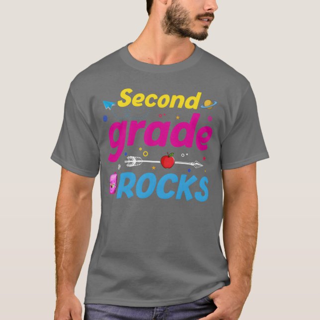 Camiseta Second Grade Rocks Backo School 2nd Graders funny (Frente)