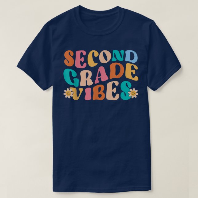 Camiseta Second Grade Vibes Retro Back to School Teacher Wo (Frente do Design)