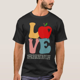 Camiseta Secretária do Office Love Apple Groovy Retro Cute 