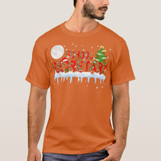 Camiseta Secretário da Escola Xmas Árvore Luz Leopardo Sant