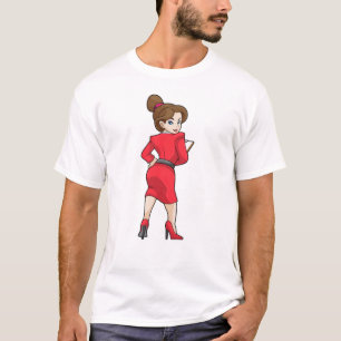 Camiseta Secretário de Vestido com Altos Saltos