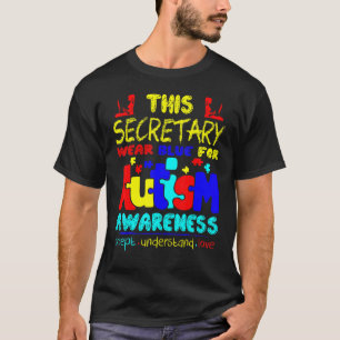 Camiseta Secretário Use Azul Para Conscientização do Autism