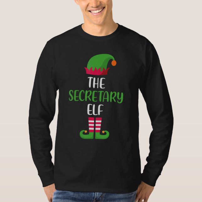 Camiseta Secretary Elf Family Matching Group Christmas Paja (Frente)