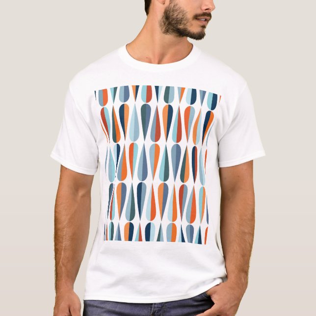 Camiseta Século de médio retrô, moldes de gota. (Frente)