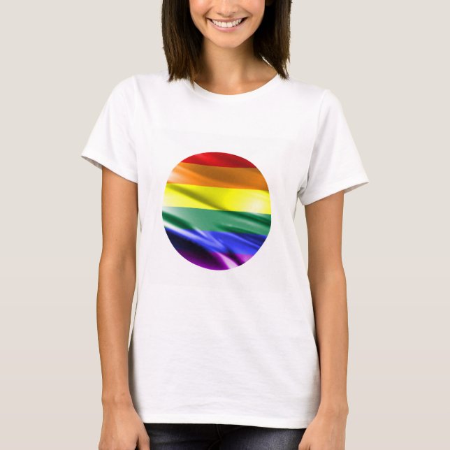 CAMISETA SEDA DO QUADRADO DA BANDEIRA DO ARCO-ÍRIS (Frente)