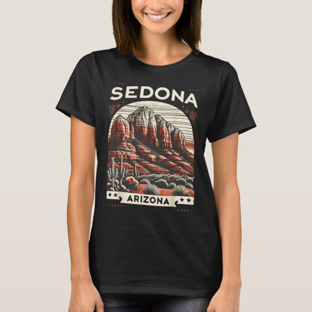 Camiseta Sedona Az Hiking Outdoors Mountain Sedona Usa Retr (Frente)