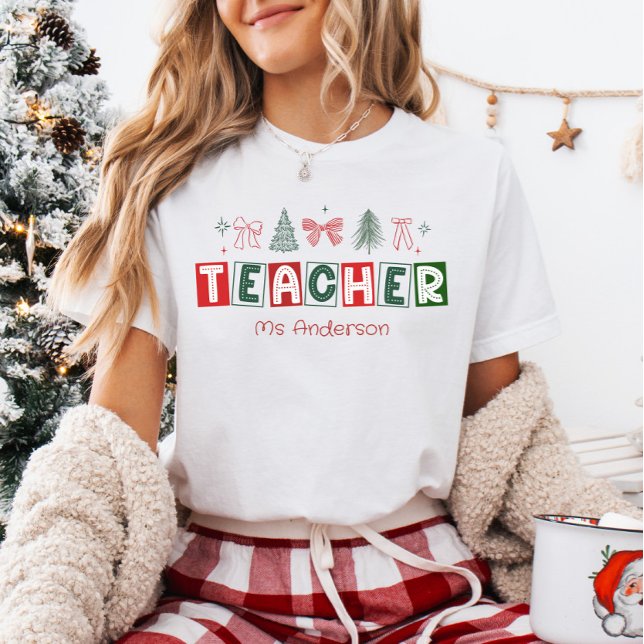 Camiseta Sedutora Festiva Natal Professora (Criador carregado)
