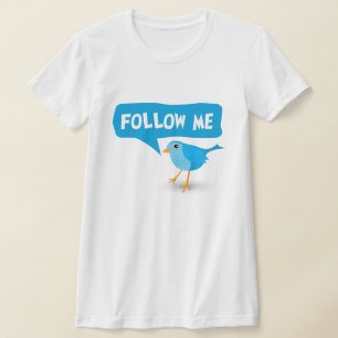 Camiseta Seguir-me no Twitter Blue Bird Damas Personalizada