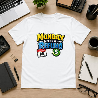 Camiseta Segunda-feira Precisa de um Reembolso Humor de Esc
