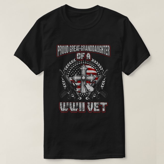 Camiseta Segunda Guerra Mundial, Excelente Orgulhoso, neta  (Frente do Design)