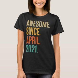Camiseta segundo aniversário 1, 2 anos de idade, abril de 2