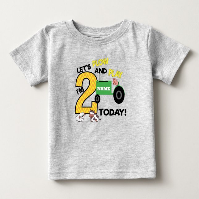 Camiseta segundo aniversário 2 - Parte do trator com tema d (Frente)