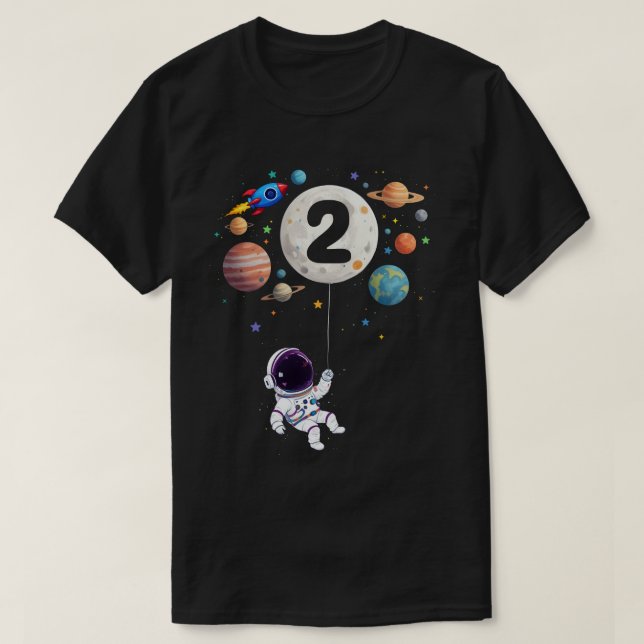 Camiseta segundo aniversário Astronauta de Planetas de Astr (Frente do Design)