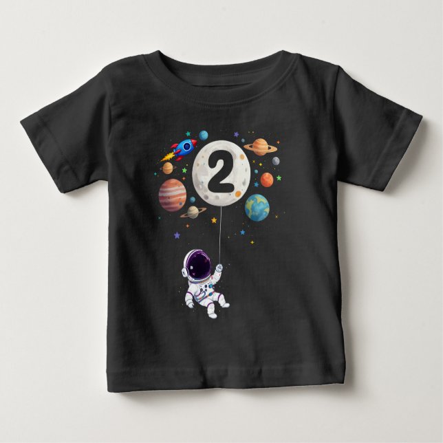 Camiseta segundo aniversário Astronauta de Planetas de Astr (Frente)