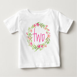Camiseta segundo aniversário Bebê Garota Aquarela Floral Ru