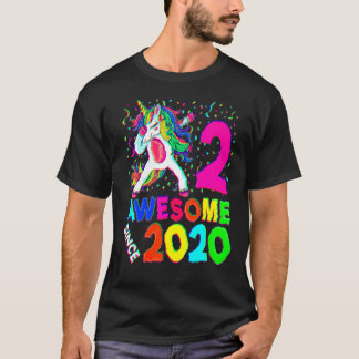Camiseta segundo aniversário Dabbing Unicorn Party 2 Anos G