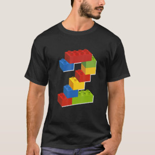 Camiseta Segundo aniversário De Construção De Blocos Cutes 
