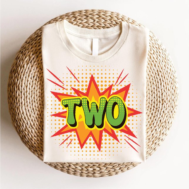 Camiseta Segundo aniversário de Crianças de Tema em Quadrin (Comic Theme Kids 2nd Birthday Unique Retro Toddler Baby T-Shirt)