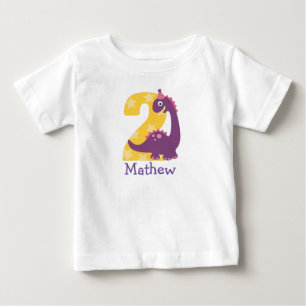 Camiseta Segundo aniversário de Dinossauros Bebê-Cute ou 