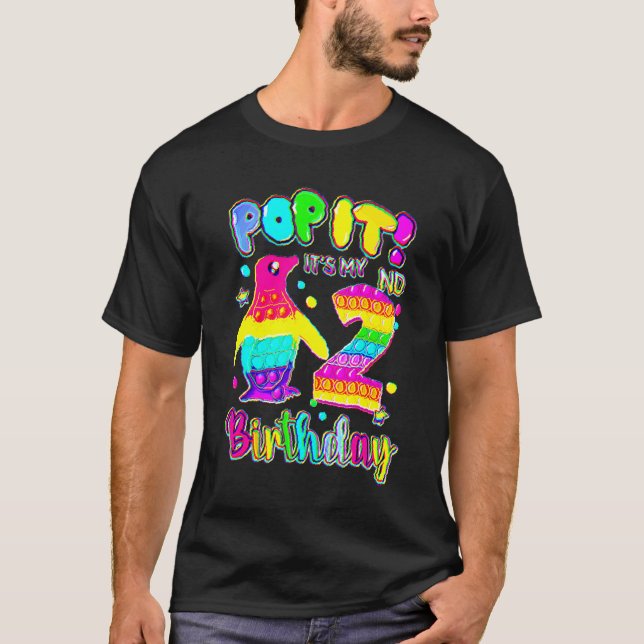 Camiseta segundo aniversário De Menina De Pop Pinguim Com 2 (Frente)