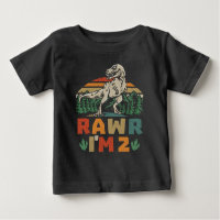 segundo aniversário Dinossauro T Rex Rawr Eu sou 2