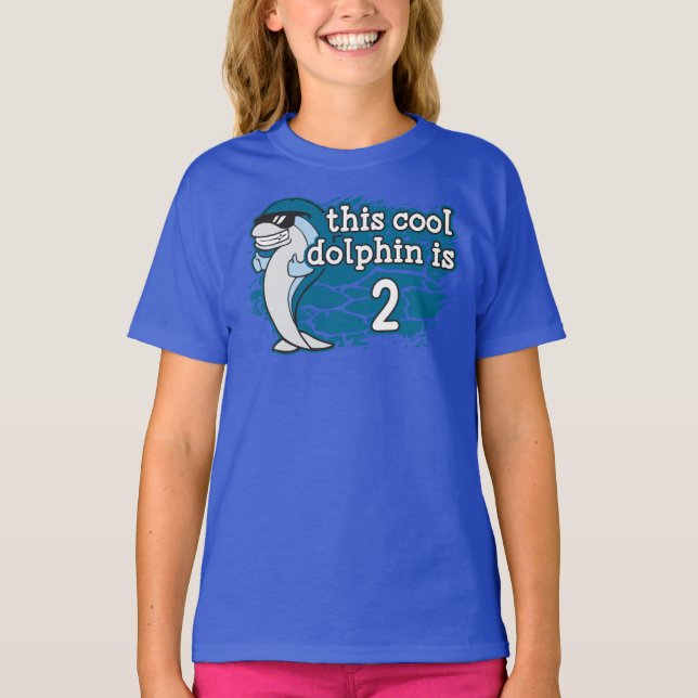 Camiseta Segundo aniversário do garoto Este golfinho Legal  (Frente)