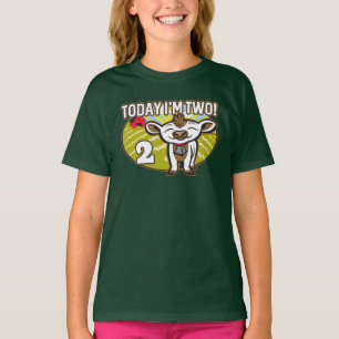 Camiseta Segundo aniversário do garoto hoje sou dois! Vaca 