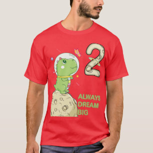 Camiseta segundo aniversário Dois Anos Astronauta Dinossaur