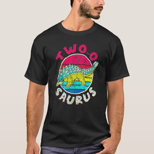 Camiseta segundo aniversário Dois O Saurus I Ankylosaurus I (Frente)