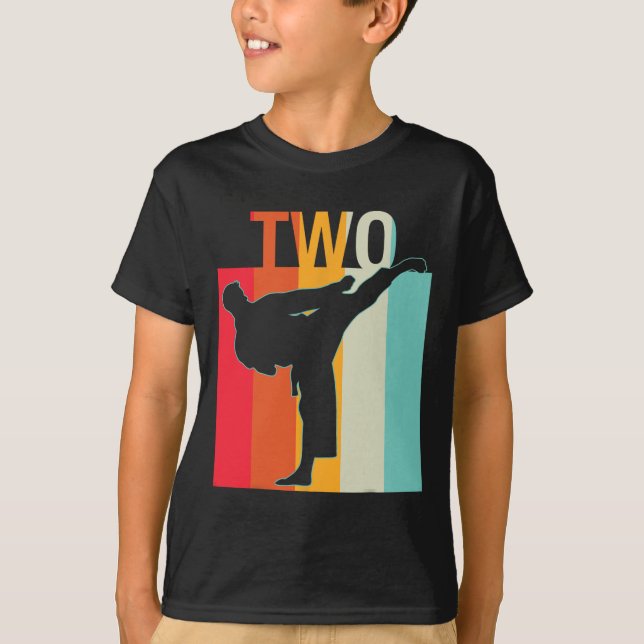 Camiseta segundo aniversário dotado de Karate Retro Taekwon (Frente)