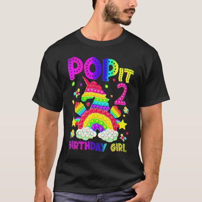 Camiseta segundo aniversário Fidget Toy Pop It Birthday Gir (Frente)