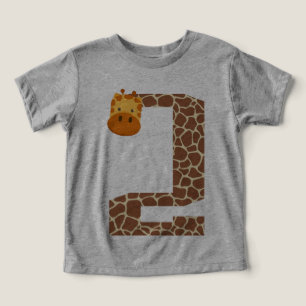 Camiseta segundo aniversário Girafa Animal Criança de 2 Ano