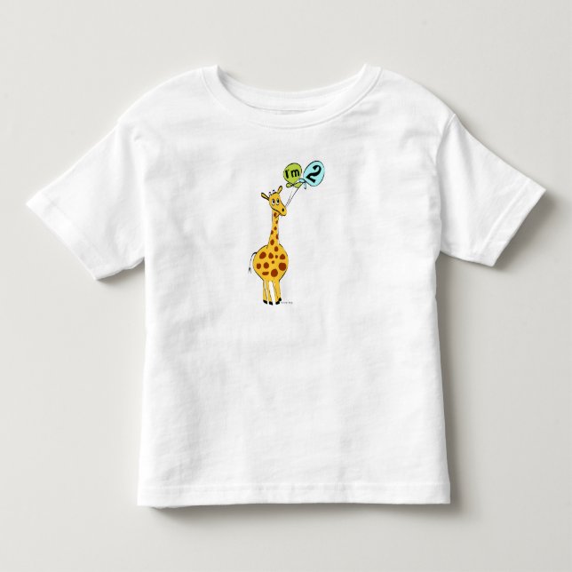 Camiseta segundo aniversário Girafa com Balões (Frente)