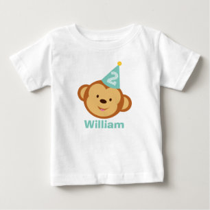 Camiseta segundo aniversário Macaco Menino com Nome Persona