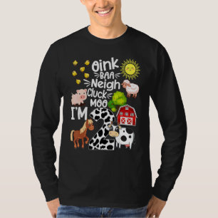 Camiseta segundo aniversário Oink Baa Neigh Cluck Moo Eu so