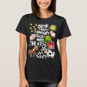 Camiseta segundo aniversário Oink Baa Neigh Cluck Moo Eu so