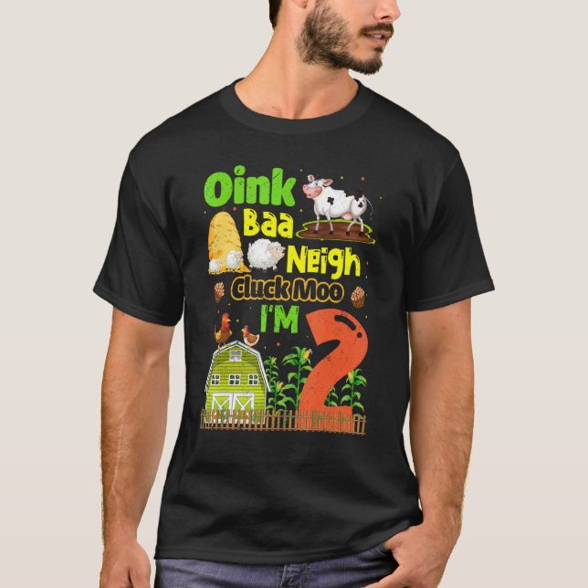 Camiseta segundo aniversário Oink Baa Neigh Cluck Moo Eu so (Frente)