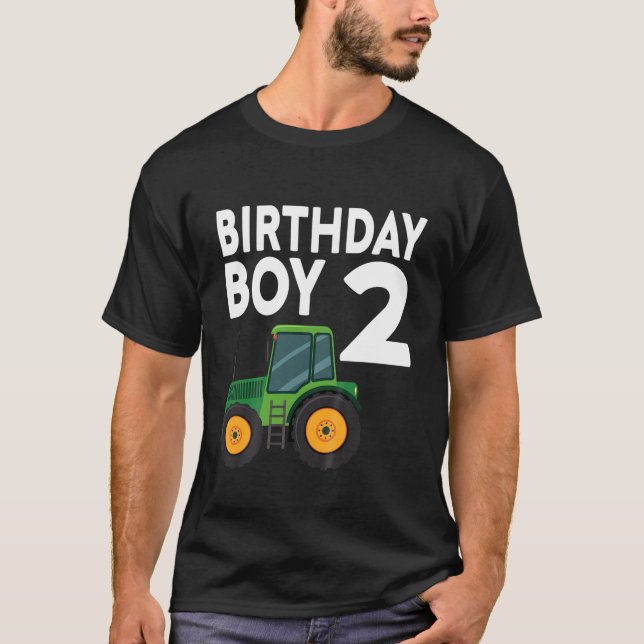 Camiseta Segundo aniversário para crianças Trator com 2 ano (Frente)
