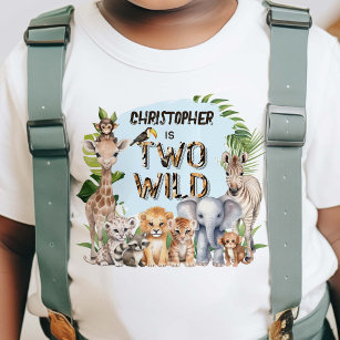 Camiseta Segundo aniversário Safari de Menino Selvagem e Pe